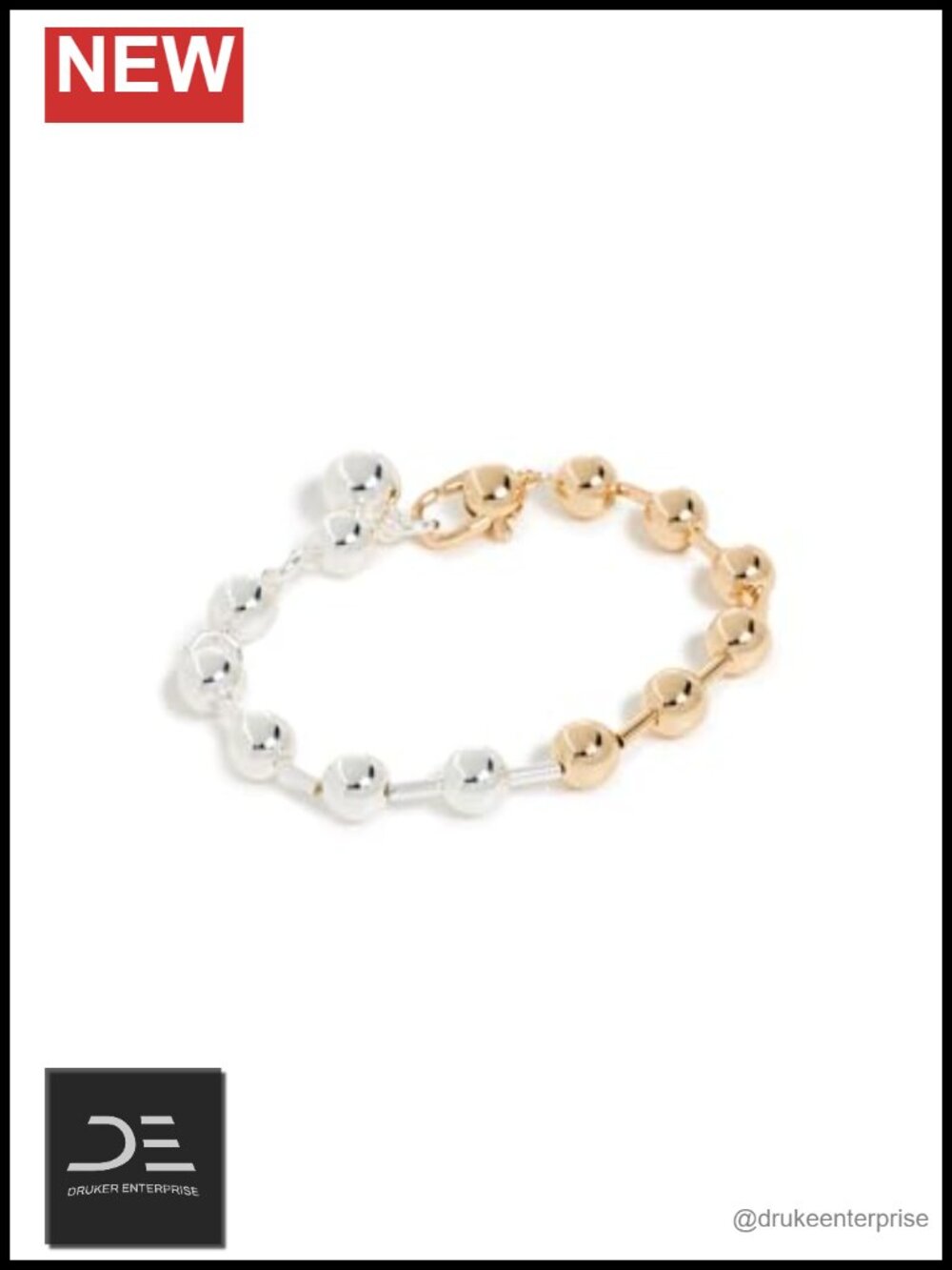 Gold Plated Charm Bracelet Two-Tone Chain Italian Style Lobster Claw